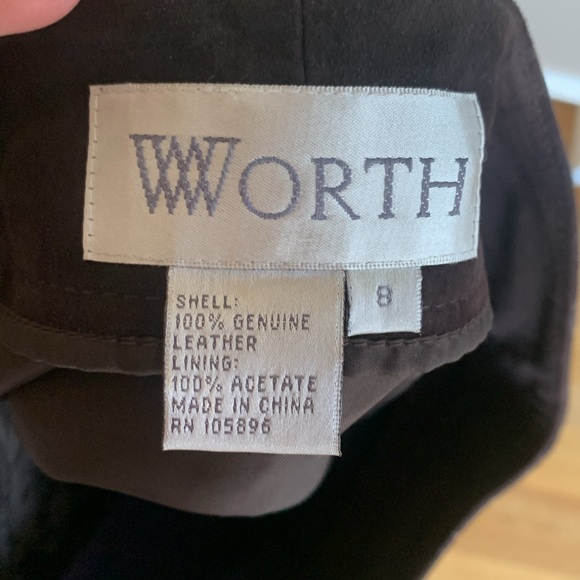 WORTH genuine Leather vintage patch Skirt geometric patchwork squares 8 💜🤎 boho - Picture 5 of 5